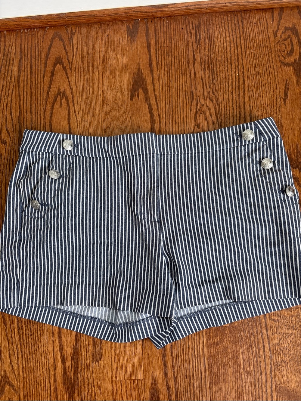 LOFT Navy and White Riviera Striped Sailor Shorts